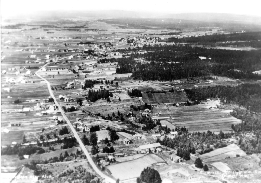 Flygfoto över Alvik på 1930-talet....